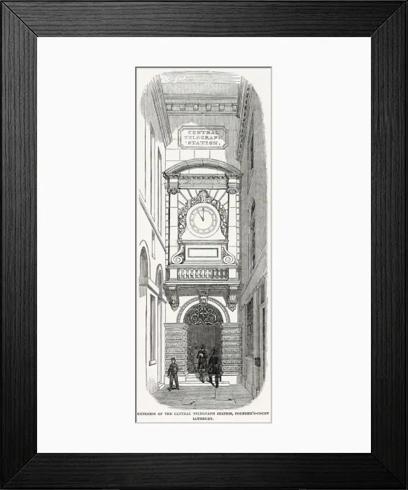Framed Print : Exterior of the Central Electric Telegraph Station, founder s-court, Lothbury, London Framed Print : Exterior of the Central Electric Telegraph Station, founder s-court, Lothbury, London
