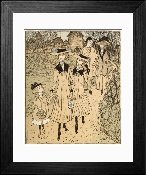 Framed Print : A German family goes out to gather the eggs of the Easter Hare (or Bunny) Framed Print : A German family goes out to gather the eggs of the Easter Hare (or Bunny)