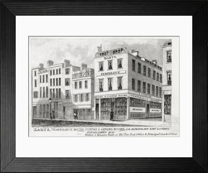 Framed Print : Harts, Temperance House, coffee and dining rooms at 159 Aldersgate Street Framed Print : Harts, Temperance House, coffee and dining rooms at 159 Aldersgate Street