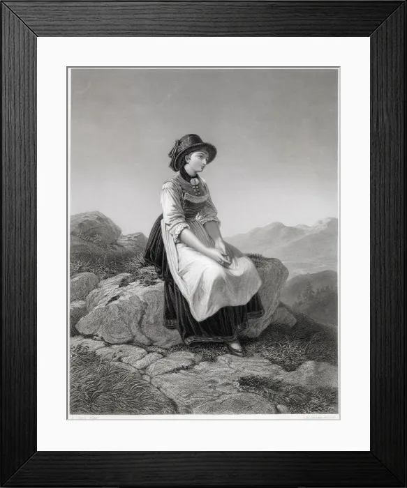 Framed Print : German country girl : The Jaegers Wife'. Date: circa 1850 Framed Print : German country girl : The Jaegers Wife'. Date: circa 1850