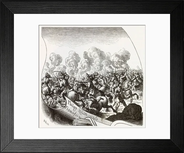 Framed Print : A French & German army, led by Count Montecucculi, defeats the invading Turks at St Framed Print : A French & German army, led by Count Montecucculi, defeats the invading Turks at St