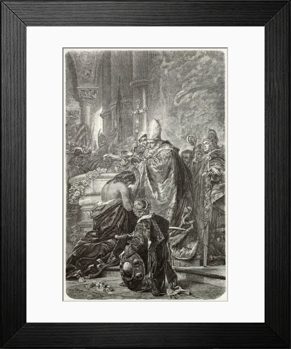 Framed Print : Magyar Prince Istvan (Stephen) is baptised a Christian, three years later is crowned king Framed Print : Magyar Prince Istvan (Stephen) is baptised a Christian, three years later is crowned king
