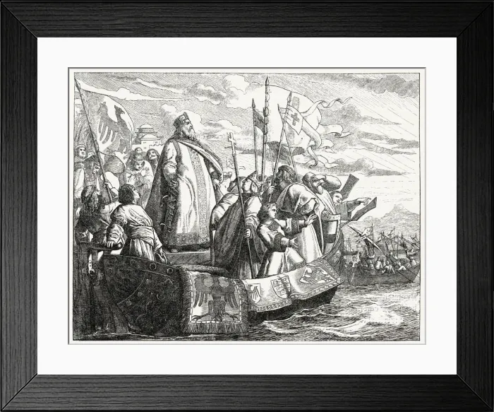 Framed Print : THIRD CRUSADE Emperor Friedrich I and his massive army, after leaving Regensburg in May