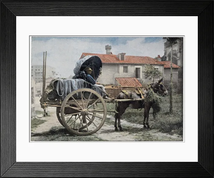 Framed Print : A wine cart in the outskirts of Rome. Date: 1890s Framed Print : A wine cart in the outskirts of Rome. Date: 1890s