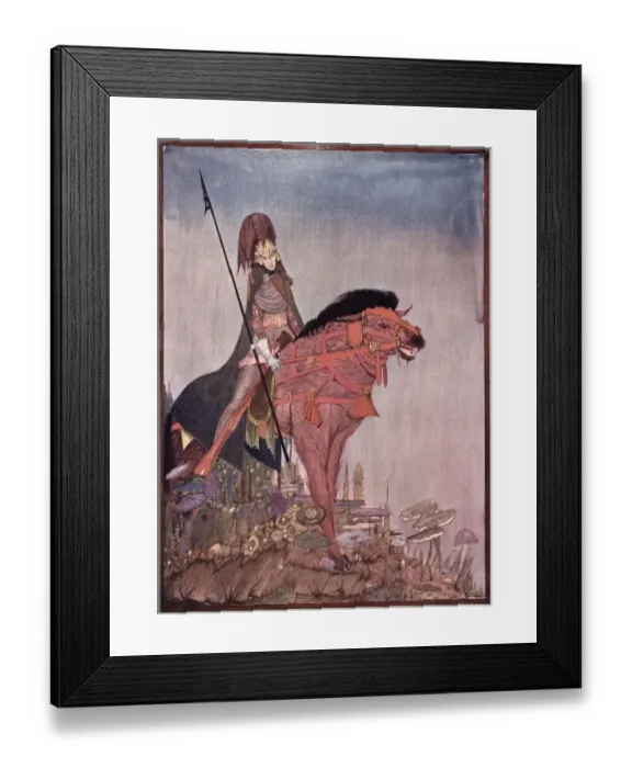 Framed Print : METZENGERSTEIN The Baron seated on his mythical beast. Date: First published: 1850 Framed Print : METZENGERSTEIN The Baron seated on his mythical beast. Date: First published: 1850