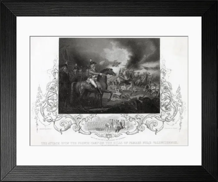 Framed Print : The attack upon the French camp near Valenciennes Date: 23 May 1793 Framed Print : The attack upon the French camp near Valenciennes Date: 23 May 1793