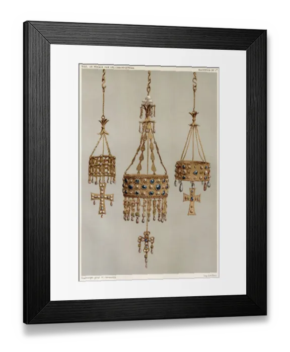 Framed Print : Gold crowns worn by the Visigoth rulers of France in the Seventh Century Date Framed Print : Gold crowns worn by the Visigoth rulers of France in the Seventh Century Date