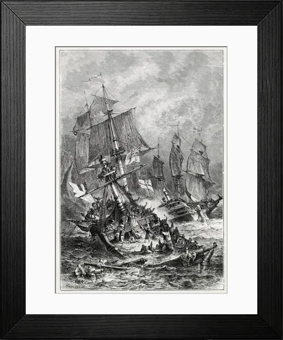 Framed Print : Glorious 1st of June the Le Vengeur sinks Date: 1794 Framed Print : Glorious 1st of June the Le Vengeur sinks Date: 1794