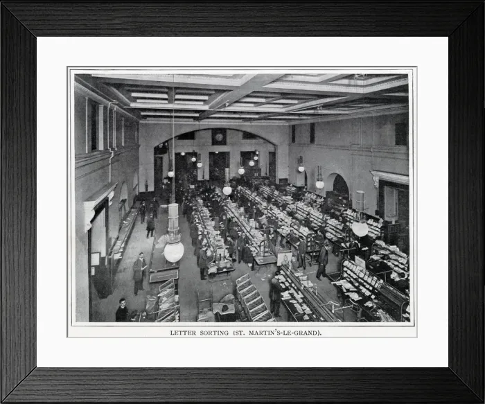 Framed Print : Letter sorting office at the General Post Office - St Martin s-le-Grand, London Framed Print : Letter sorting office at the General Post Office - St Martin s-le-Grand, London