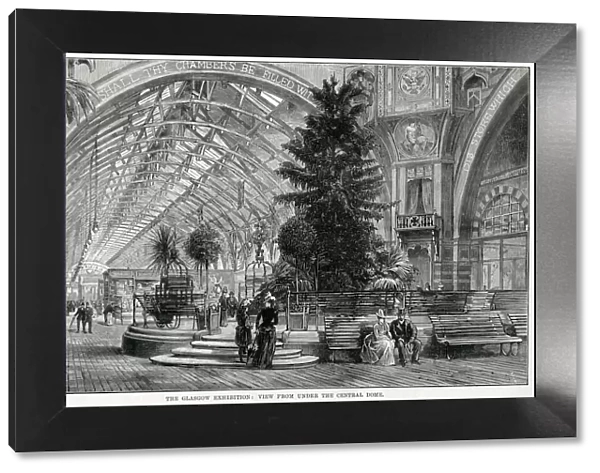 The Glasgow Exhibition, view from under the central dome. Date: 1888