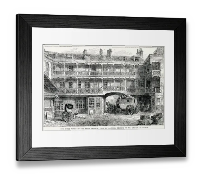 Framed Print : The Bell Sauvage Inn or (or La Belle Sauvage) was a former public house in Ludgate Hill Framed Print : The Bell Sauvage Inn or (or La Belle Sauvage) was a former public house in Ludgate Hill