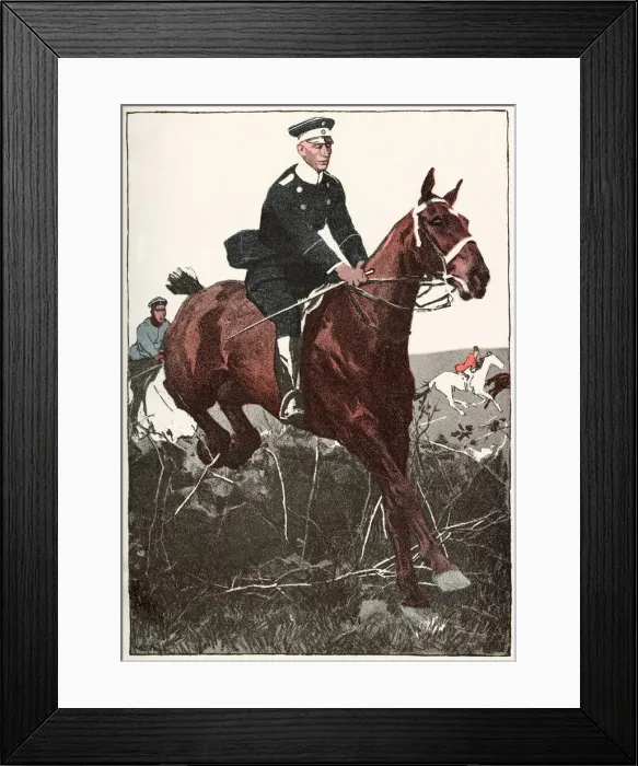 Framed Print : German officer joins the chase. Date: 1910