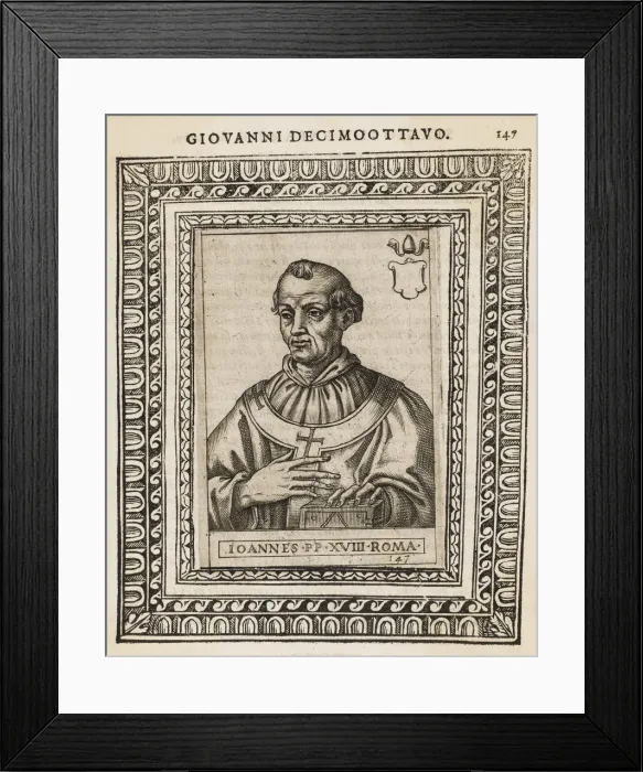 Framed Print : POPE JOANNES XVIII (Phasinus) Date: reigned 1003 - 1009 Framed Print : POPE JOANNES XVIII (Phasinus) Date: reigned 1003 - 1009