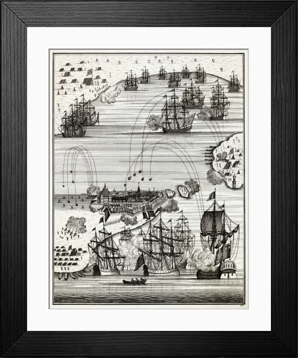 Framed Print : NORTH AMERICAN CAMPAIGN The British bombard and take Louisbourg (Cape Breton Island