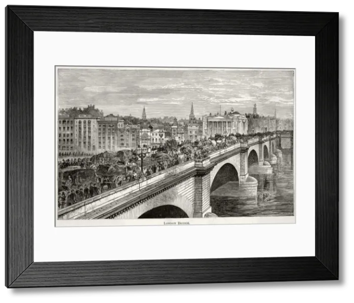 Framed Print : A very crowded street scene on London Bridge. Date: circa 1860 Framed Print : A very crowded street scene on London Bridge. Date: circa 1860