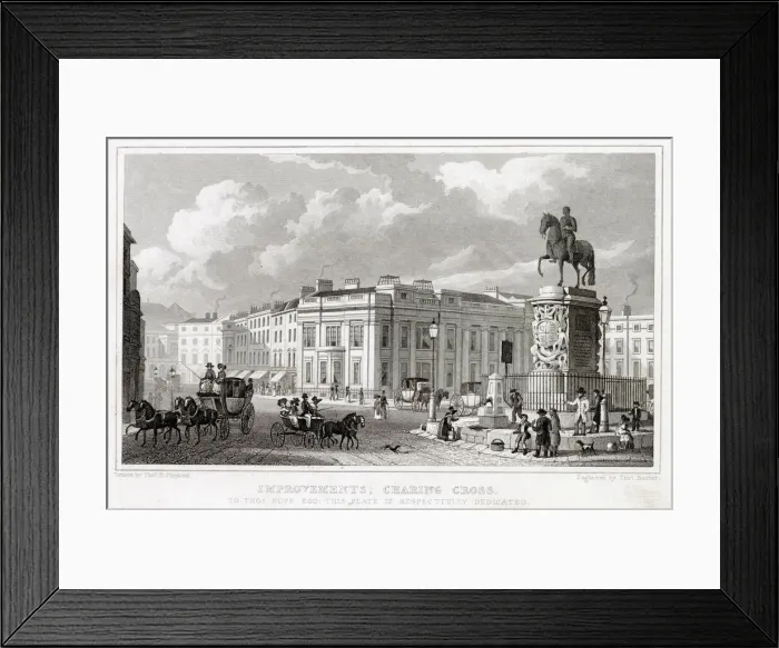 Framed Print : A street scene in Charing Cross. Date: 1828 Framed Print : A street scene in Charing Cross. Date: 1828