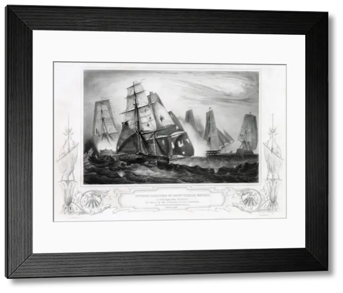 Framed Print : Naval combat : Captain Charles Napier in the brig Recruit Framed Print : Naval combat : Captain Charles Napier in the brig Recruit