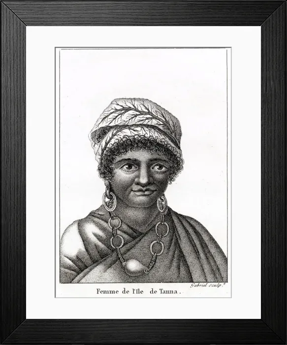 Framed Print : Woman of the island of Tana, Vanuatu Date: circa 1800 Framed Print : Woman of the island of Tana, Vanuatu Date: circa 1800