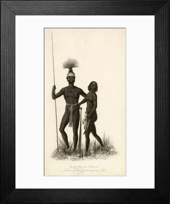 Framed Print : Cranky Tom and Dilburree, of the Yarra-Hapinni tribe Date: circa 1840 Framed Print : Cranky Tom and Dilburree, of the Yarra-Hapinni tribe Date: circa 1840