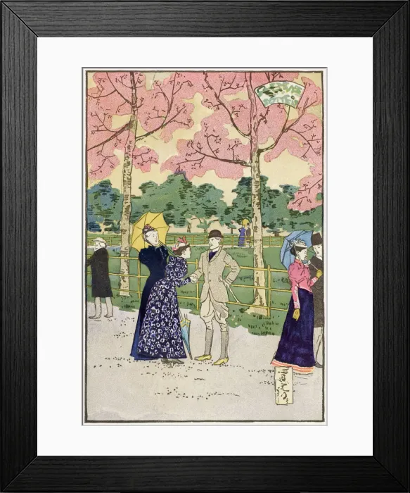Framed Print : Morning in Hyde Park - friends meet and shake hands Date: 1895 Framed Print : Morning in Hyde Park - friends meet and shake hands Date: 1895