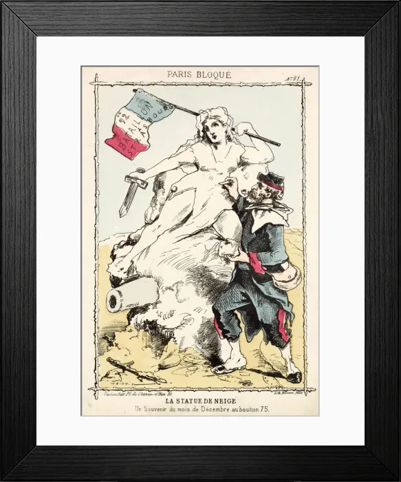 Framed Print : SIEGE OF PARIS A French soldier makes the most of the harsh winter by carving snow into a