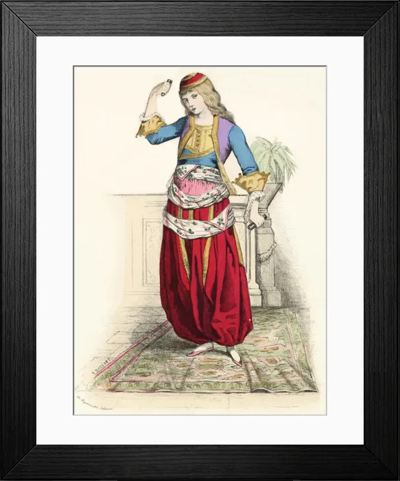 Framed Print : A Greek dancing girl in a costume and position that shows Turkish influence Framed Print : A Greek dancing girl in a costume and position that shows Turkish influence