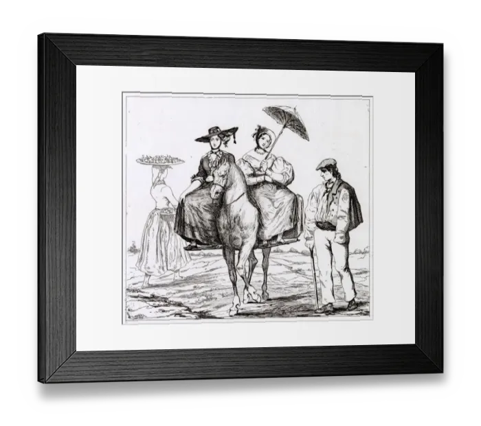 Framed Print : Male and female costumes of the Basque region in France Date: ca 1835