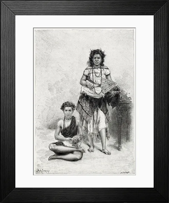 Framed Print : Two Samoan women. Date: circa 1880