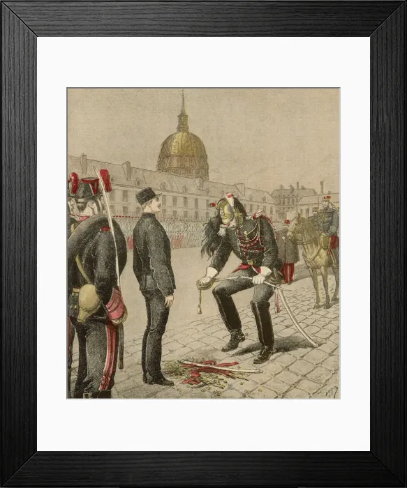 Framed Print : Dreyfus is formally and publicly degraded after his condemnation as a traitor Date Framed Print : Dreyfus is formally and publicly degraded after his condemnation as a traitor Date