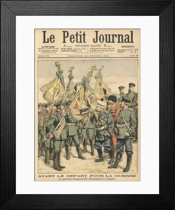Framed Print : The Russian general Dragomirov kisses the Imperial flag before leaving to do his best Framed Print : The Russian general Dragomirov kisses the Imperial flag before leaving to do his best