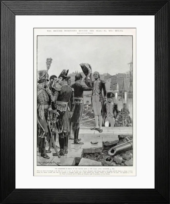Framed Print : The French surrender to the British after the siege. Date: 4 September 1800