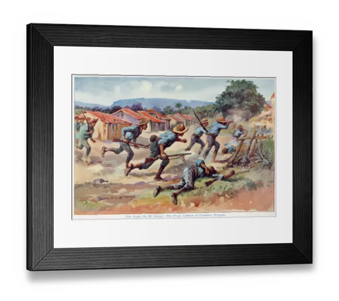 Framed Print : BATTLE OF EL CANEY Americans under General Shafter overwhelm the Spanish positions at El