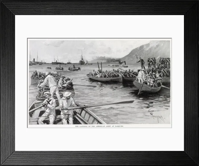 Framed Print : AMERICANS LAND The landing of the American army at Daiquiri Date: Spring 1898 Framed Print : AMERICANS LAND The landing of the American army at Daiquiri Date: Spring 1898