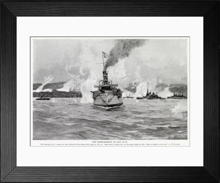 Framed Print : BOMBARDMENT OF SAN JUAN Date: June 1898 Framed Print : BOMBARDMENT OF SAN JUAN Date: June 1898