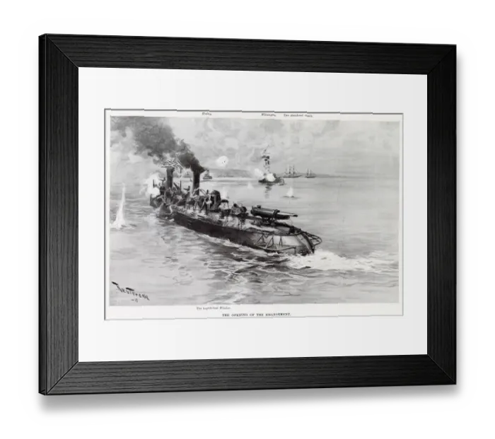 Framed Print : The United States torpedo-boat Winslow in action off Cardenas Date: 1898 Framed Print : The United States torpedo-boat Winslow in action off Cardenas Date: 1898
