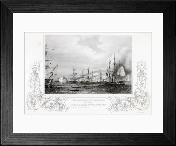 Framed Print : French and British Warships bombard the Russian port of Odessa Framed Print : French and British Warships bombard the Russian port of Odessa