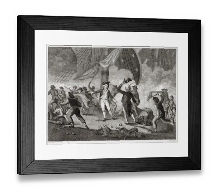 Framed Print : NAVAL ACTION The French frigate Cleopatre is boarded and taken by Framed Print : NAVAL ACTION The French frigate Cleopatre is boarded and taken by