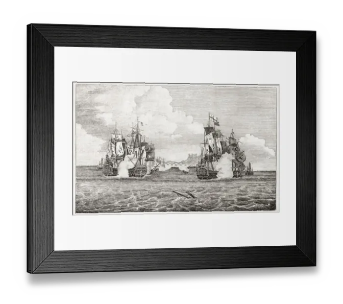 Framed Print : Admiral Bridport takes three French warships Date: 1795 ? Framed Print : Admiral Bridport takes three French warships Date: 1795 ?