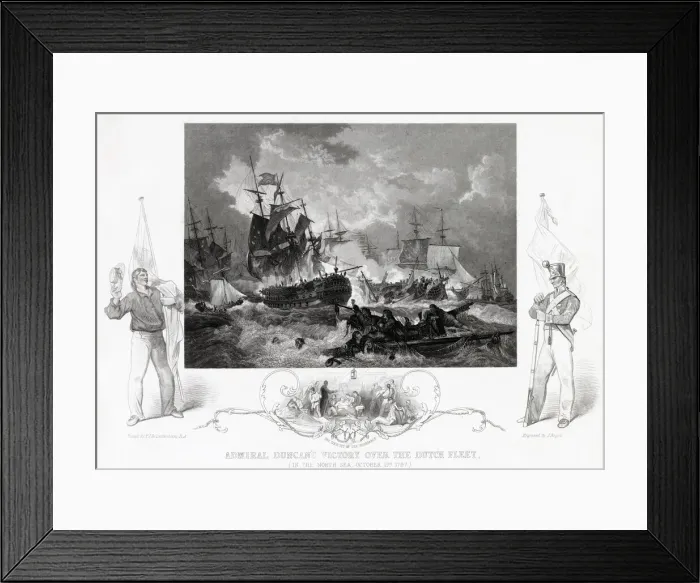 Framed Print : BATTLE OF CAMPERDOWN Duncan intercepts a Dutch fleet sailing to help the French Framed Print : BATTLE OF CAMPERDOWN Duncan intercepts a Dutch fleet sailing to help the French