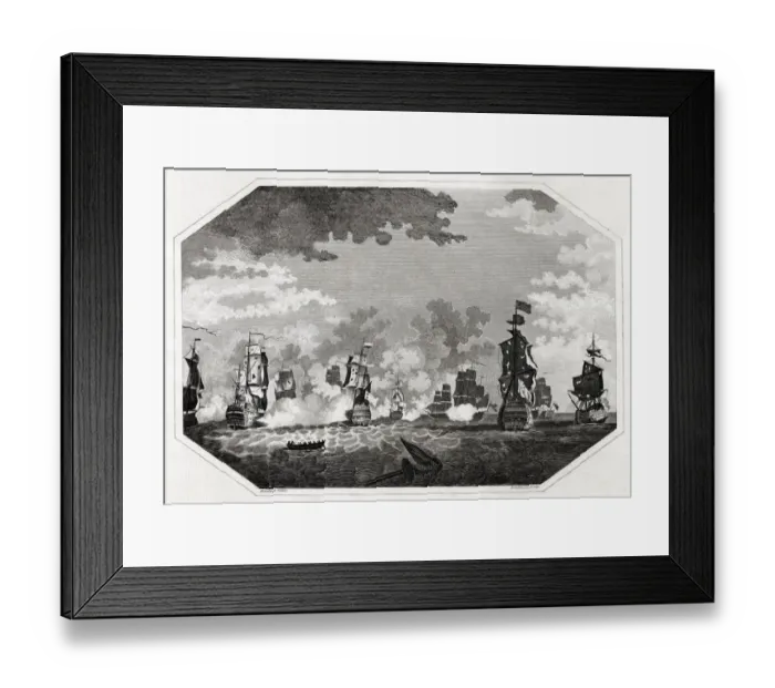 Framed Print : BATTLE OF CAMPERDOWN Duncan intercepts a Dutch fleet sailing to help the French Framed Print : BATTLE OF CAMPERDOWN Duncan intercepts a Dutch fleet sailing to help the French