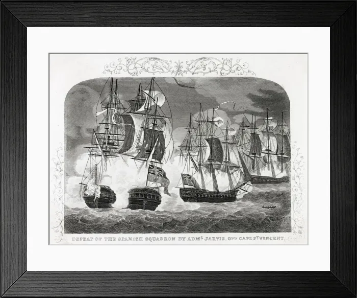 Framed Print : BATTLE OF CAPE ST VINCENT Admiral Jervis defeats a Spanish squadron Date Framed Print : BATTLE OF CAPE ST VINCENT Admiral Jervis defeats a Spanish squadron Date