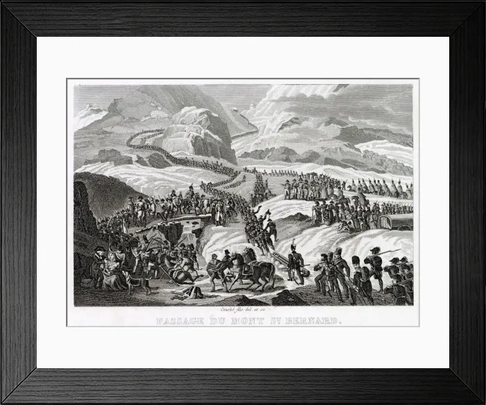Framed Print : CROSSING THE ALPS Napoleon and his men take the Saint Bernard route to Italy Date Framed Print : CROSSING THE ALPS Napoleon and his men take the Saint Bernard route to Italy Date
