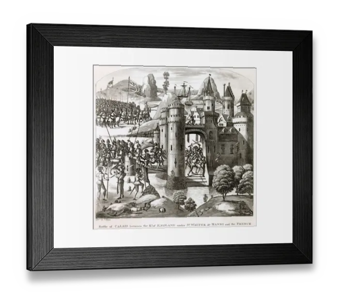 Framed Print : After a siege lasting almost a year, Calais is forced to surrender to the English under Framed Print : After a siege lasting almost a year, Calais is forced to surrender to the English under