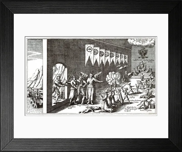 Framed Print : Gustavus Adolphus lands at Peenemunde to fight for the Protestant cause against Framed Print : Gustavus Adolphus lands at Peenemunde to fight for the Protestant cause against