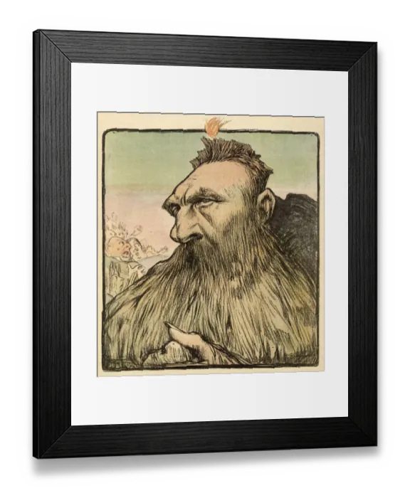 Framed Print : AUGUSTE RODIN (1840 - 1917), French sculptor: a satirical view Date: 1898 Framed Print : AUGUSTE RODIN (1840 - 1917), French sculptor: a satirical view Date: 1898