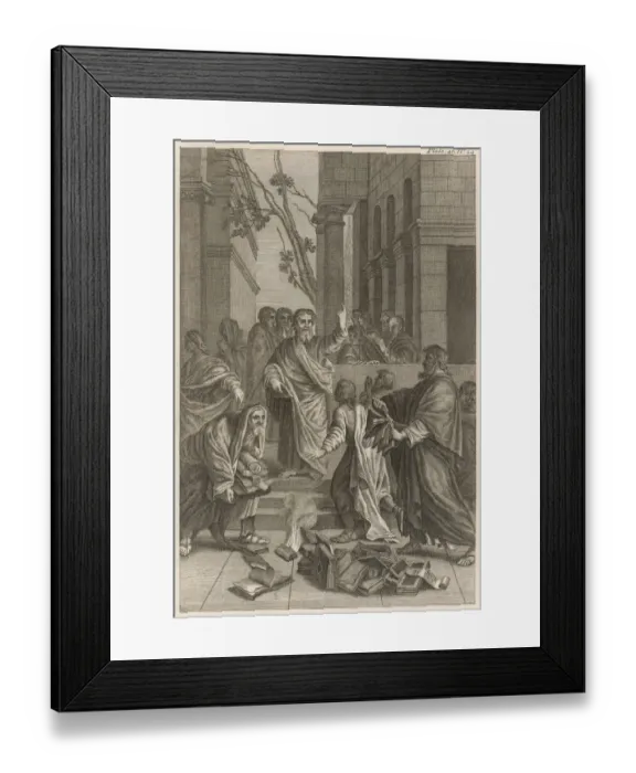 Framed Print : Encouraged by Paul, the magicians of Ephesus burn their books Framed Print : Encouraged by Paul, the magicians of Ephesus burn their books