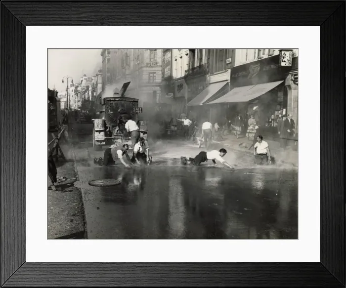 Framed Print : Men in white shirts asphalting The Strand, London, outside Boots the Chemists Framed Print : Men in white shirts asphalting The Strand, London, outside Boots the Chemists