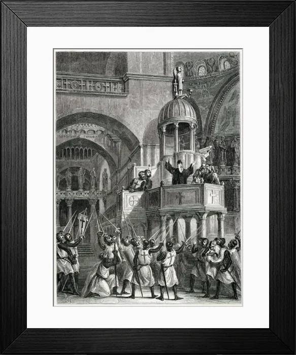 Framed Print : FIRST CRUSADE Preaching the Crusade. Date: 1095 Framed Print : FIRST CRUSADE Preaching the Crusade. Date: 1095