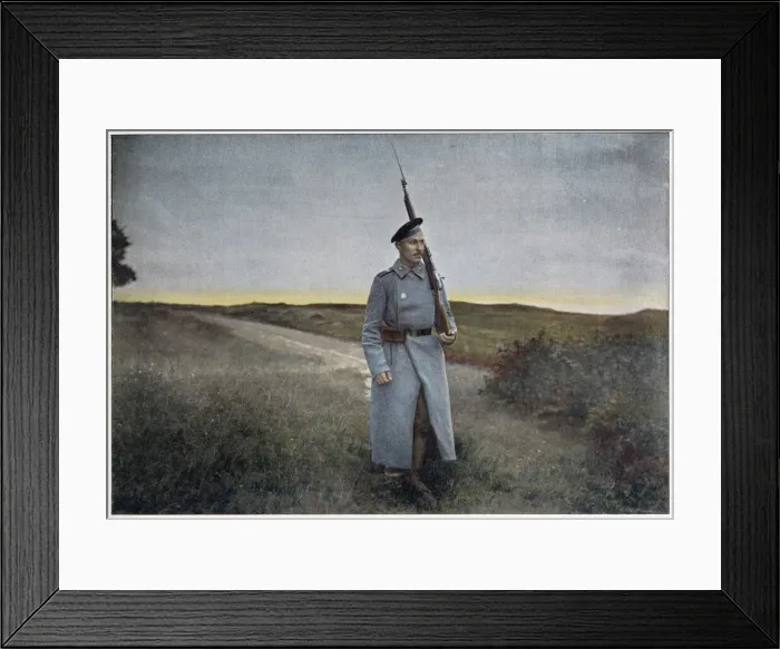 Framed Print : Russian sentinel on a lonely country road Date: 1890s Framed Print : Russian sentinel on a lonely country road Date: 1890s