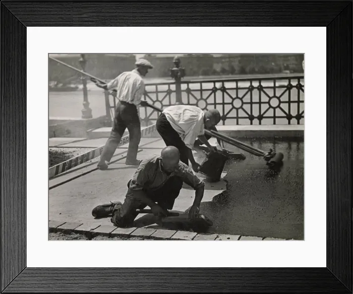 Framed Print : Men asphalting a street. Date: 1930s Framed Print : Men asphalting a street. Date: 1930s
